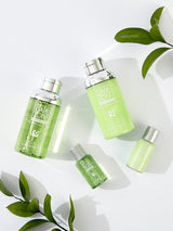 CAREZONE P-Cure Pore Tuning Toner, Emulsion EX Set by ProtoClinical shown with green boxes and soft lilac accents on a light background for a k-beauty skincare routine.