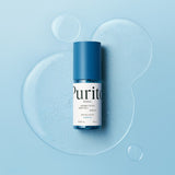 ProtoClinical k-beauty [PURITO SEOUL] Hydro Wave Deep Sea Serum 60ml abstract beauty graphic with a muted teal vertical center on a pale cream background