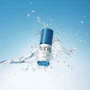 ProtoClinical k-beauty [PURITO SEOUL] Hydro Wave Deep Sea Serum 60ml abstract beauty graphic with a dark teal vertical center on a pale blue gradient background