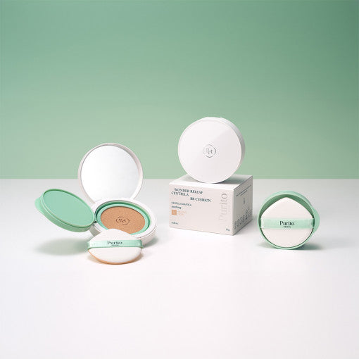ProtoClinical k-beauty soft green beauty detail with a pale pink lower shape on a light background.