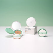 ProtoClinical k-beauty soft green beauty detail with a pale pink lower shape on a light background.