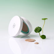 ProtoClinical k-beauty pale green beauty detail with a dark olive vertical center on a light background.