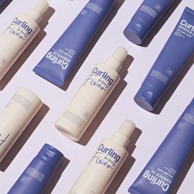 [mise en scene] Curling For Bangs Fixer 200ml by ProtoClinical shown in product packaging on a clean white background, highlighting the styling label for a k-beauty hair routine.