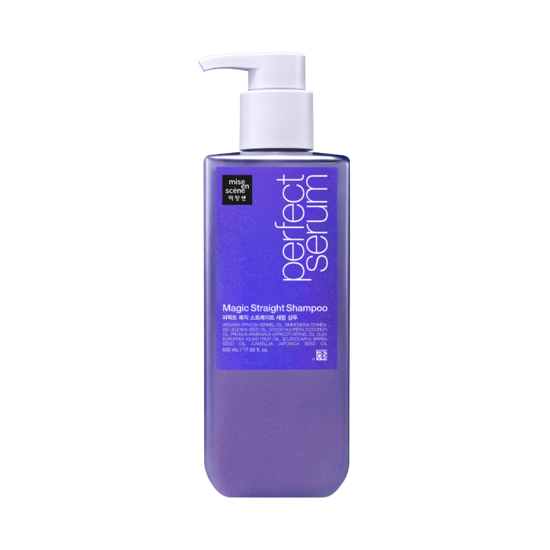 ProtoClinical k-beauty [mise en scene] Perfect Magic Straight Serum Shampoo 530ml single front-facing shampoo bottle with printed label on a white background
