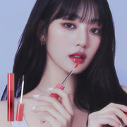 ProtoClinical k-beauty 3CE Drop Glow Gel 3.8g single upright rose lip product centered on a pale background with dark side panels