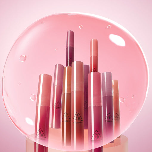 ProtoClinical k-beauty 3CE Drop Glow Gel 3.8g single lip product package in a square product packshot on a clean white background