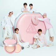 3CE Fitting Mesh Cushion (11g+11g Refill, SPF40, PA+++) by ProtoClinical shown in a square makeup cushion product image on a plain background for a k-beauty makeup routine.