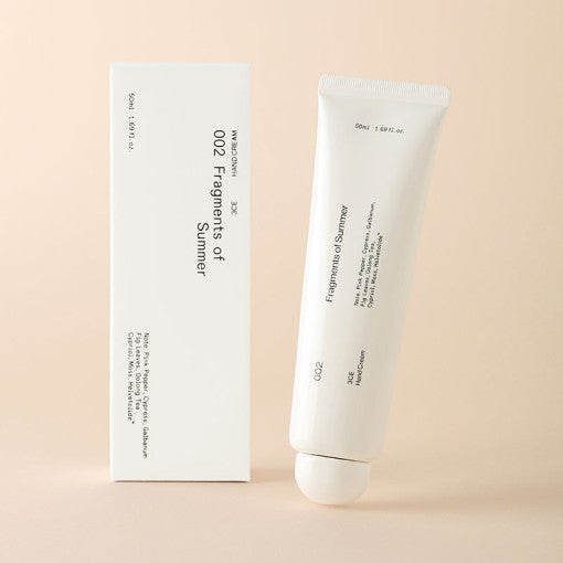 ProtoClinical k-beauty 3CE Hand Cream 50ml #FRAGMENTS OF SUMMER single upright hand cream tube on a clean white background