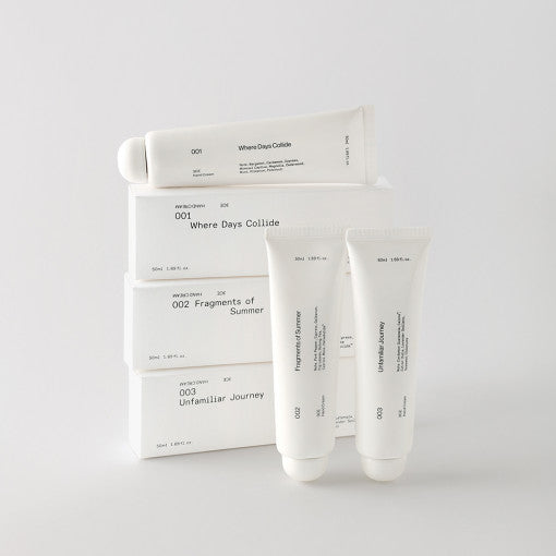 ProtoClinical k-beauty 3CE Hand Cream 50ml #WHERE DAYS COLLIDE single hand cream tube centered in a square product shot on a light background