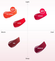 ProtoClinical k-beauty 3CE Lazy Pop Lip Stain 4.5g product detail graphic with lip stain visuals, shade swatches, and text panels on a light background