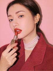 ProtoClinical k-beauty 3CE Mood Recipe Matte Lip Color 3.5g #228 RED SEVENTIES single slim beige lip color container shown vertically in a close-up packshot on a light background