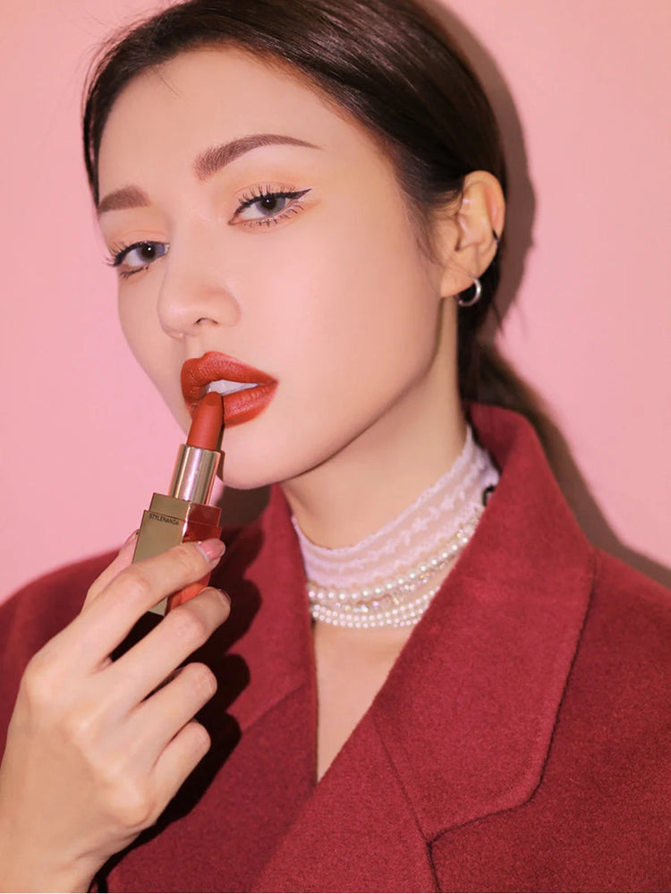ProtoClinical k-beauty 3CE Mood Recipe Matte Lip Color 3.5g #228 RED SEVENTIES single slim beige lip color container shown vertically in a close-up packshot on a light background