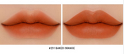 ProtoClinical k-beauty 3CE Mood Recipe Matte Lip Color 3.5g #231 BAKED ORANGE horizontal product detail screenshot with text panels on a light background