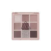 3CE Multi Eye Color Palette #A SHY ASH by ProtoClinical shown in a branded eyeshadow palette product visual on a clean white background for a k-beauty makeup routine.
