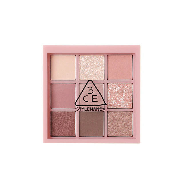 3CE Multi Eye Color Palette #AUTO FOCUS by ProtoClinical shown in a branded eyeshadow palette product visual on a clean white background for a k-beauty makeup routine.