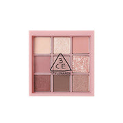 3CE Multi Eye Color Palette #AUTO FOCUS by ProtoClinical shown in a branded eyeshadow palette product visual on a clean white background for a k-beauty makeup routine.