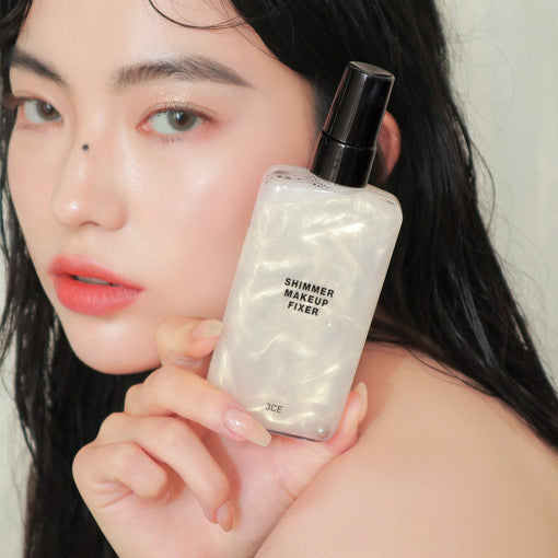 3CE SHIMMER MAKEUP FIXER 95ml by ProtoClinical shown in a product packshot on a clean white background for a k-beauty makeup routine.