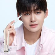 ProtoClinical k-beauty 3CE Soft Mute Pencil Liner 0.1g packaging in soft beige and warm taupe tones on a light background.