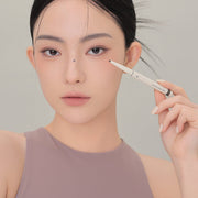 ProtoClinical k-beauty 3CE Soft Mute Pencil Liner 0.1g packaging in soft beige and warm taupe tones on a light background.
