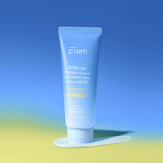 ProtoClinical k-beauty make p:rem Safe Me. Amino Refresh Cleansing Balm 100ml single blue cleansing balm package centered on a pale green-and-yellow background