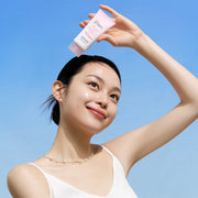 ProtoClinical k-beauty make p:rem Soothing Pink Tone Up Sun Cream SPF 50+ PA++++  50ml single tone-up sun cream package with visible product labeling on a clean white background