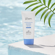 ProtoClinical k-beauty make p:rem UV Defense Me. Calming Sun Cream SPF 50+ PA++++ 50ml shown as a single sun cream package on a clean white background.