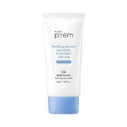 ProtoClinical k-beauty make p:rem UV Defense Me. Calming Sun Cream SPF 50+ PA++++ 50ml shown as a single sun cream package on a clean white background.
