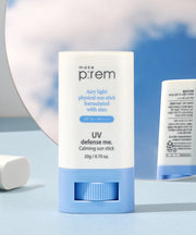 ProtoClinical k-beauty make p:rem UV Defense Me. Calming Sun Stick 20g shown as a single sun stick package on a clean white background