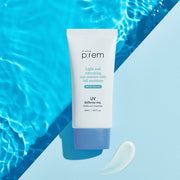 ProtoClinical k-beauty make p:rem UV Defense Me. Daily Sun Essence SPF 50+ PA++++ 50ml shown as a single sun essence package on a clean white background