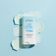 ProtoClinical k-beauty make p:rem UV Defense Me. Watery Balm Sun Stick SPF50+ PA++++ 18g shown as a single sun stick package on a clean white background