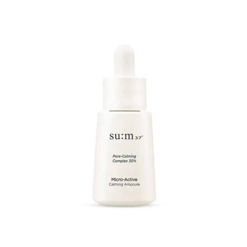 ProtoClinical k-beauty su:m37 Micro-Active Calming Ampoule 15ml ampoule bottle on a clean white background.