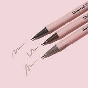ProtoClinical k-beauty lilybyred Am9 to Pm9 Survival Penliner Natural single dark brown penliner package centered vertically on a pale beige background with soft side shading