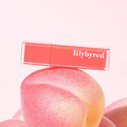 ProtoClinical k-beauty lilybyred Bloody Liar Coating Tint single muted mauve lip tint swatch in a rounded square shape on a pale pink and white background