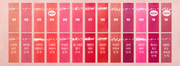 ProtoClinical k-beauty lilybyred Bloody Liar Coating Tint multiple lip tint swatches arranged side by side in a wide horizontal layout on a light background