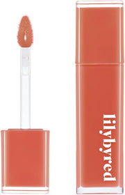 ProtoClinical k-beauty lilybyred Bloody Liar Coating Tint single bright red lip tint swatch centered in a tall vertical layout on a pale background
