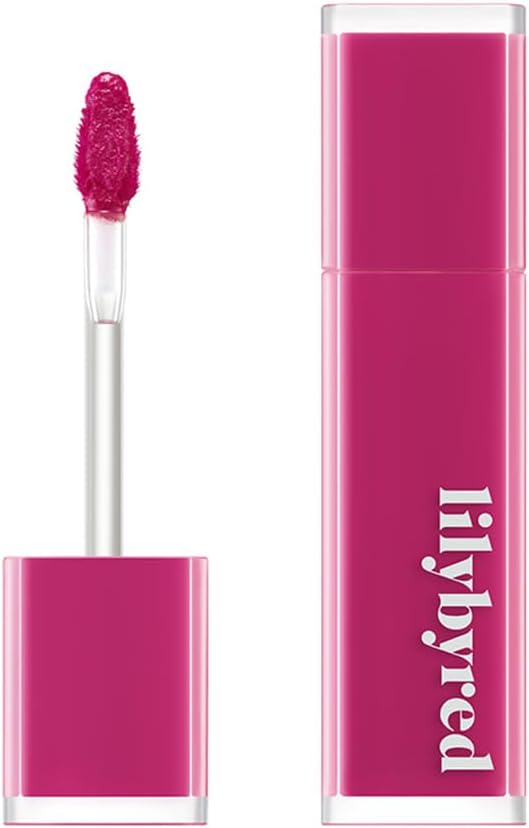 ProtoClinical k-beauty lilybyred Bloody Liar Coating Tint 4g (GROW UPPP COLLECTION) single bold magenta-pink lip tint swatch centered in a tall vertical layout on a pale background