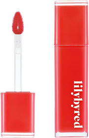 ProtoClinical k-beauty lilybyred Bloody Liar Coating Tint 4g (GROW UPPP COLLECTION) single vivid red lip tint swatch centered in a tall vertical layout on a pale background