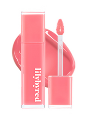 ProtoClinical k-beauty lilybyred Bloody Liar Coating Tint 4g (GROW UPPP COLLECTION) single coral-pink lip tint swatch centered in a tall vertical layout on a pale blue and white background