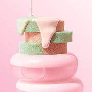 ProtoClinical k-beauty lilybyred Dual Light Tone-up Cushion SPF50+PA+++ 12g #Peach Green single peach cushion compact centered on a light background with pale aqua side panels.