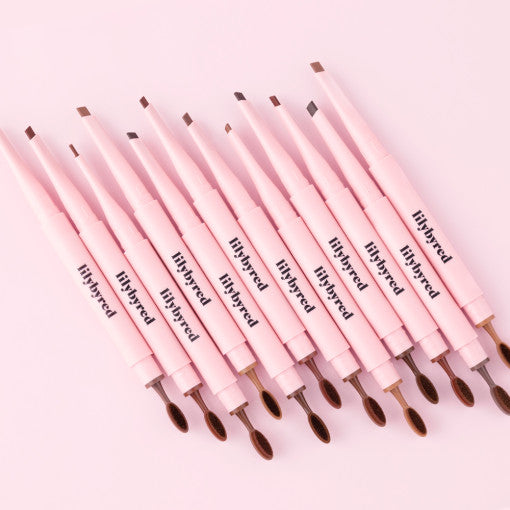 ProtoClinical k-beauty lilybyred Hard Flat Brow Pencil single slim brow pencil package centered in a square product layout on a clean white background