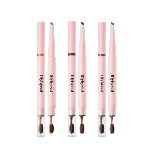 ProtoClinical k-beauty lilybyred Hard Flat Brow Pencil single slim brow pencil package centered in a square product layout on a clean white background