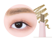 ProtoClinical k-beauty lilybyred Hard Flat Brow Pencil wide warm-brown brow swatch beside a slim lighter stripe on a white background