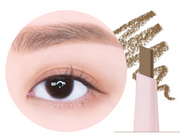 ProtoClinical k-beauty lilybyred Hard Flat Brow Pencil wide rose-brown brow swatch beside a slim taupe stripe on a white background