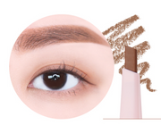 ProtoClinical k-beauty lilybyred Hard Flat Brow Pencil shade #03 Red Brown wide red-brown brow swatch beside a slim second stripe on a white background