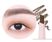 ProtoClinical k-beauty lilybyred Hard Flat Brow Pencil shade #04 Dark Brown wide dark brown brow swatch beside a slim second stripe on a white background