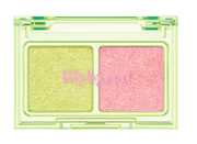ProtoClinical k-beauty lilybyred Little Bitty Moment Shadow Palette open two-pan eyeshadow compact with matte and glitter shades on a light background