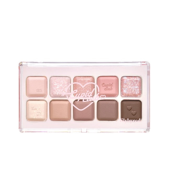 ProtoClinical k-beauty lilybyred Mood Keyboard Eyeshadow Palette shown as a soft pink eye shadow palette on a white background with pale blue corners.