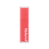 ProtoClinical k-beauty lilybyred Mood Liar Velvet Tint 4.2g rosy lip tint swatch in a tall vertical shape on a pale blue and white background