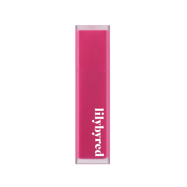 ProtoClinical k-beauty lilybyred Mood Liar Velvet Tint 4.2g single lip tint swatch in a tall vertical shape on a pale blue and white background