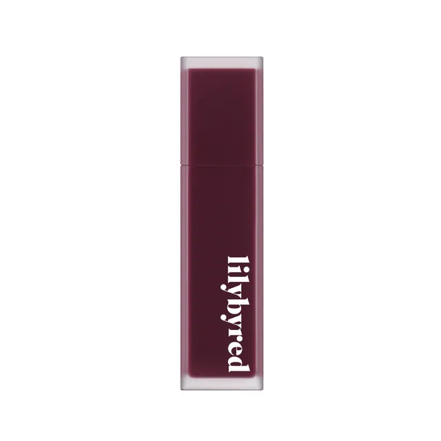 ProtoClinical k-beauty lilybyred Mood Liar Velvet Tint 4.2g single lip tint swatch in a tall vertical shape on a pale blue and white background